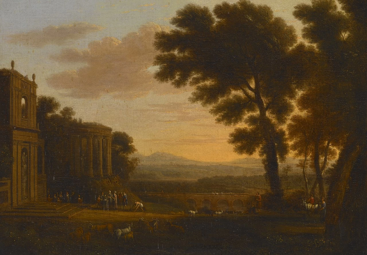 Paesaggio con il padre di Psiche che sacrifica nel tempio di Apollo Milesiano - Indianapolis Museum of Art